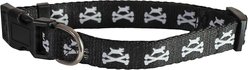 Wagberry Dog & Crossbones Dog Collar, Black/White, Small