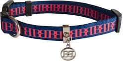 Wagberry Self Dog Collar, Navy Blue/Red, Small