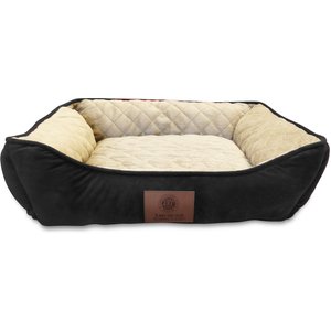 American Kennel Club AKC Self-Heating Bolster Cat & Dog Bed, Black, 25-in