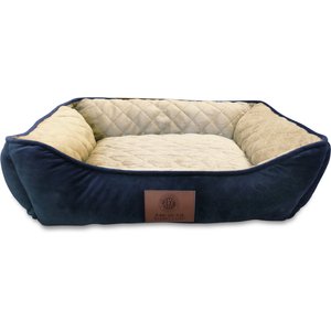 American Kennel Club AKC Self-Heating Bolster Cat & Dog Bed, Navy