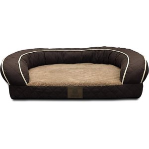 American Kennel Club AKC Quilted Orthopedic Bolster Cat & Dog Bed with Removable Cover, Brown