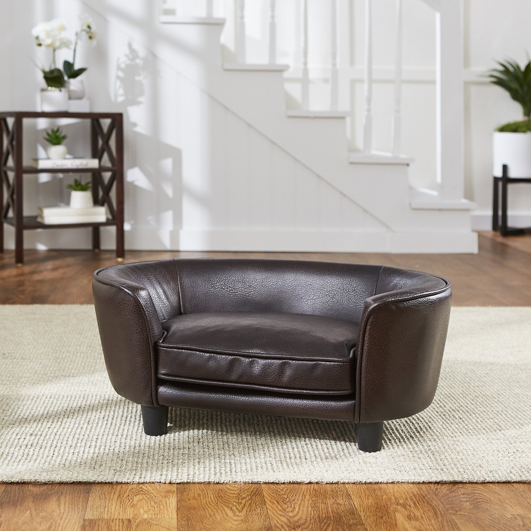 Enchanted Home Pet Brisbane Sofa Cat & Dog Bed with Removable Cover, Medium, Brown