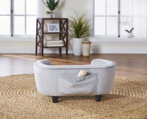Show full view: Enchanted Home Pet Coco Sofa Cat & Dog Bed with Removable Cover, Light Grey slide 2 of 3