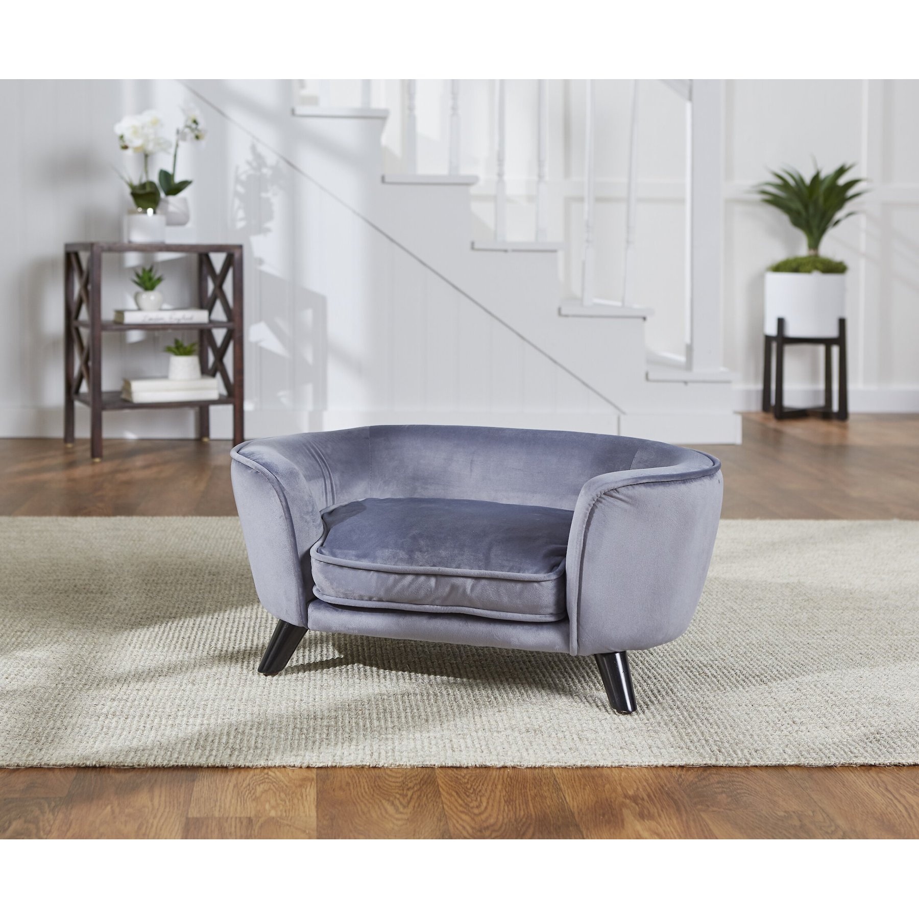 Enchanted Home Pet Quicksilver II Sofa Cat & Dog Bed with Removable Cover, Silver, Medium