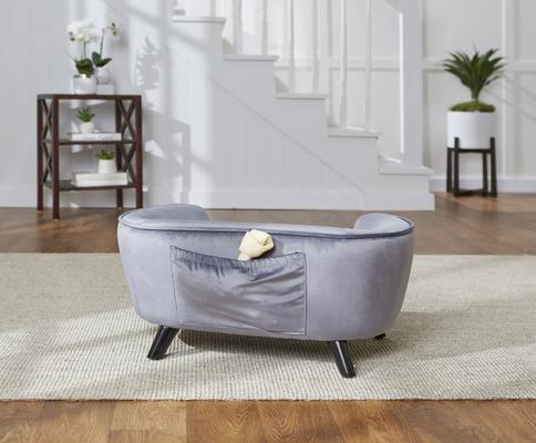 Show full view: Enchanted Home Pet Romy Sofa Cat & Dog Bed with Removable Cover, Small, Pewter slide 3 of 5