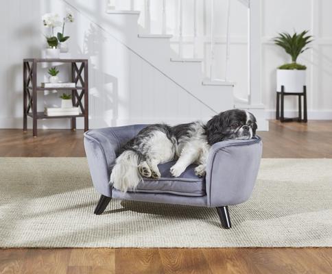 Show full view: Enchanted Home Pet Romy Sofa Cat & Dog Bed with Removable Cover, Small, Pewter slide 4 of 5
