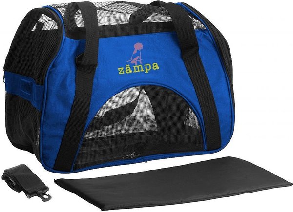 Zampa Soft-Sided Airline-Approved Dog & Cat Carrier Bag, Blue, Medium slide 1 of 2