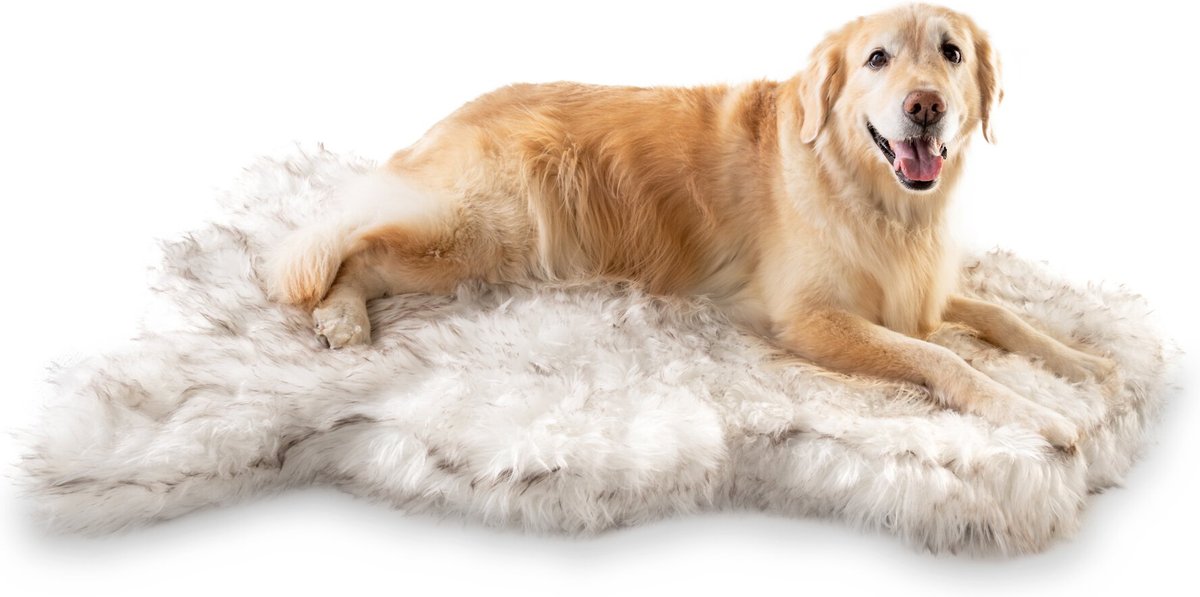 PAWBRANDS PupRug Faux Fur Curve Orthopedic Pillow Dog Bed with