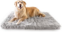 PawBrands PupRug Faux Fur Rectangular Orthopedic Pillow Dog Bed with Removable Cover, Gray, Large/X-Large slide 2 of 5