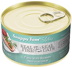 Snappy Tom Lites Tuna with Salmon Canned Cat Food, 5.5-oz can, case of 24