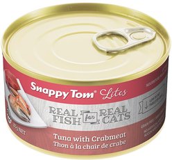 Snappy Tom Lites Tuna with Crabmeat Canned Cat Food, 5.5-oz can, case of 24