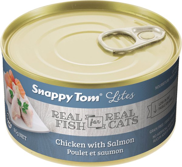Snappy Tom Lites Chicken with Salmon Canned Cat Food, 3-oz can, case of 24 slide 1 of 1