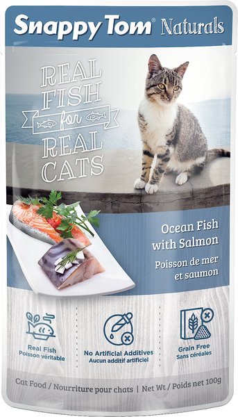 SNAPPY TOM Naturals Ocean Fish with Salmon Cat Food Pouches, 3.5