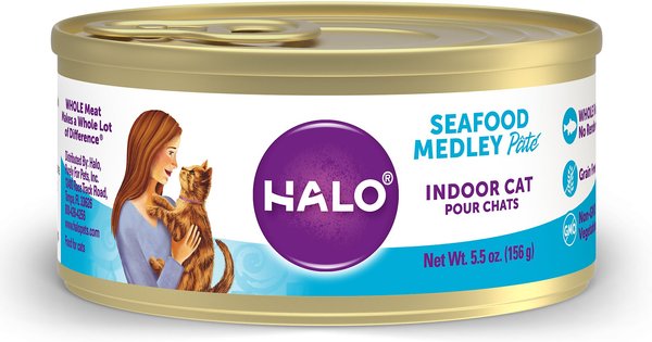 HALO Seafood Medley Pate Grain Free Indoor Cat Canned Cat Food