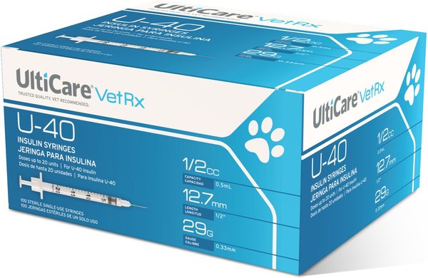 UltiCare VetRx Insulin Syringes U-40 12.7mm x 29G, 0.5-cc, 100 syringes slide 1 of 5