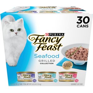 Fancy Feast Grilled Seafood Feast Variety Pack Canned Cat Food, 3-oz can, case of 30