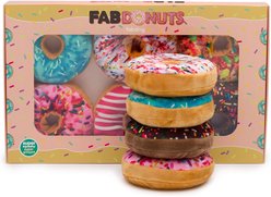 Fab Dog Box of Doughnuts Squeaky Stuffing-Free Plush Dog Toy