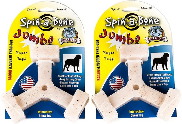 BulliBone Spin-a-Bone Bacon Flavor Dog Chew Toy, 2 count slide 1 of 2