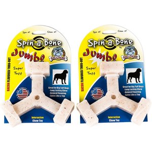BulliBone Spin-a-Bone Bacon Flavor Dog Chew Toy, 2 count