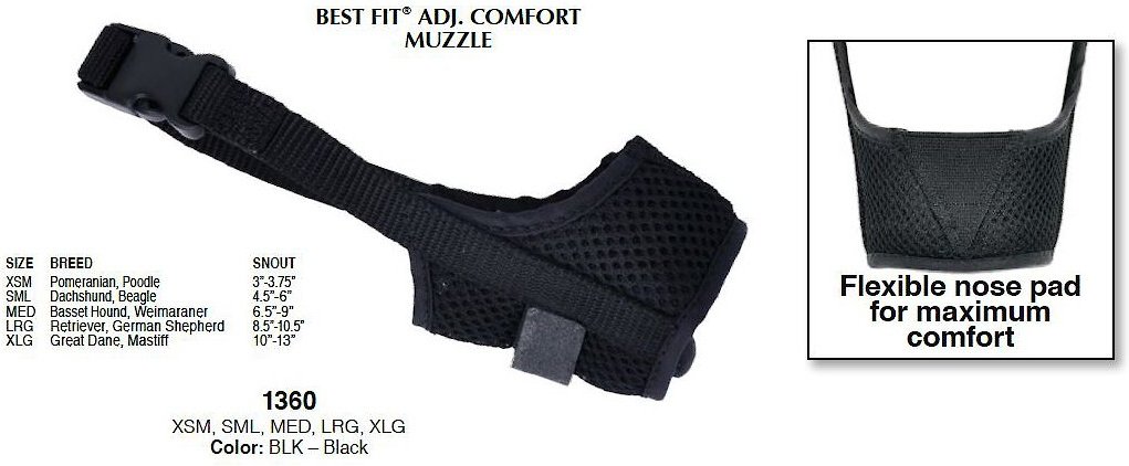 Best fit clearance adjustable comfort muzzle