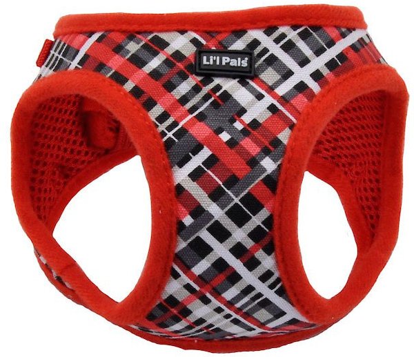 Li'l Pals Canvas Step In Back Clip Dog Harness, Red & Grey Plaid, 10 to 12-in chest slide 1 of 4
