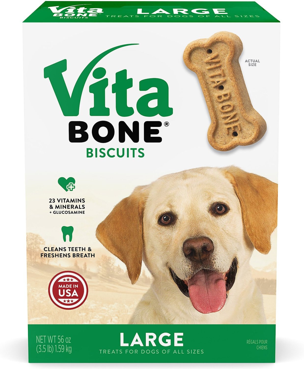 VITA BONE Original Large Crunchy Biscuit Dog Treats, 56oz box