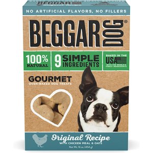 Beggar Dog Original Recipe Chicken Meal & Oats Crunchy Biscuit Dog Treats, 16-oz box