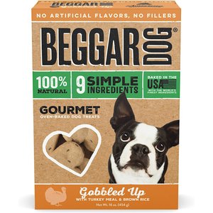 Beggar Dog Gobbled Up Turkey Meal & Brown Rice Crunchy Dog Treats, 16-oz box