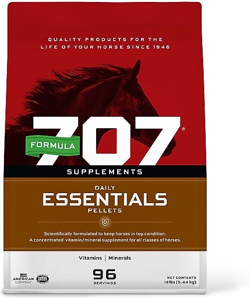 Formula 707 Daily Essentials Vitamins & Minerals Hay Flavor Pellets Horse Supplement, 12-lb bucket slide 1 of 7