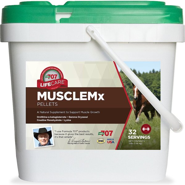 Formula 707 MuscleMx Muscle Care Hay Flavor Pellets Horse Supplement, 3-lb bucket slide 1 of 7