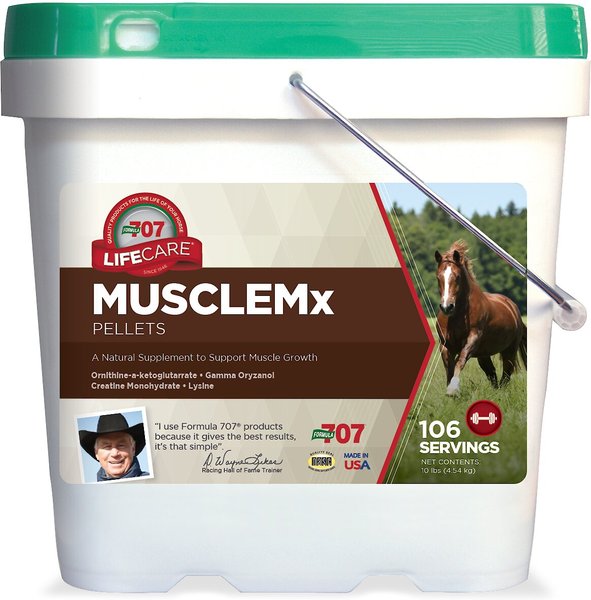 Formula 707 MuscleMx Muscle Care Hay Flavor Pellets Horse Supplement, 10-lb bucket slide 1 of 7