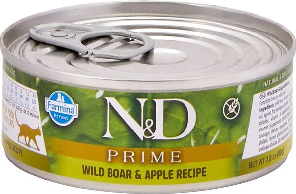 Farmina Natural & Delicious Prime Boar & Apple Canned Cat Food, 2.8-oz can, case of 12 slide 1 of 6