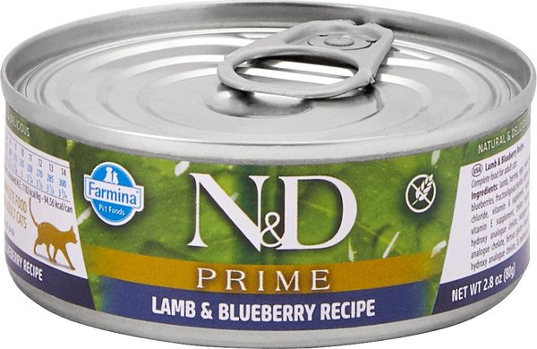 Farmina Natural & Delicious Prime Lamb & Blueberry Canned Cat Food, 2.8-oz can, case of 12 slide 1 of 5