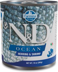 Farmina Natural & Delicious Ocean Herring & Shrimps Canned Dog Food, 10.05-oz can, case of 6