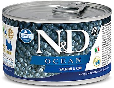 Farmina Natural & Delicious Ocean Salmon & Cod Canned Dog Food, 4.9-oz can, case of 6 slide 1 of 5