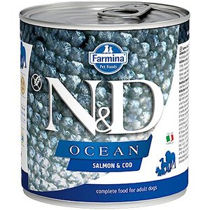 Farmina Natural & Delicious Ocean Salmon & Cod Canned Dog Food, 10.05-oz can, case of 6