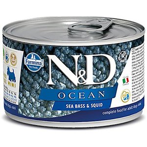 Farmina Natural & Delicious Ocean Seabass & Squid Canned Dog Food, 4.9-oz can, case of 6