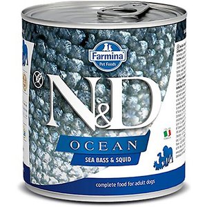 Farmina Natural & Delicious Ocean Seabass & Squid Canned Dog Food, 10-oz can, case of 6