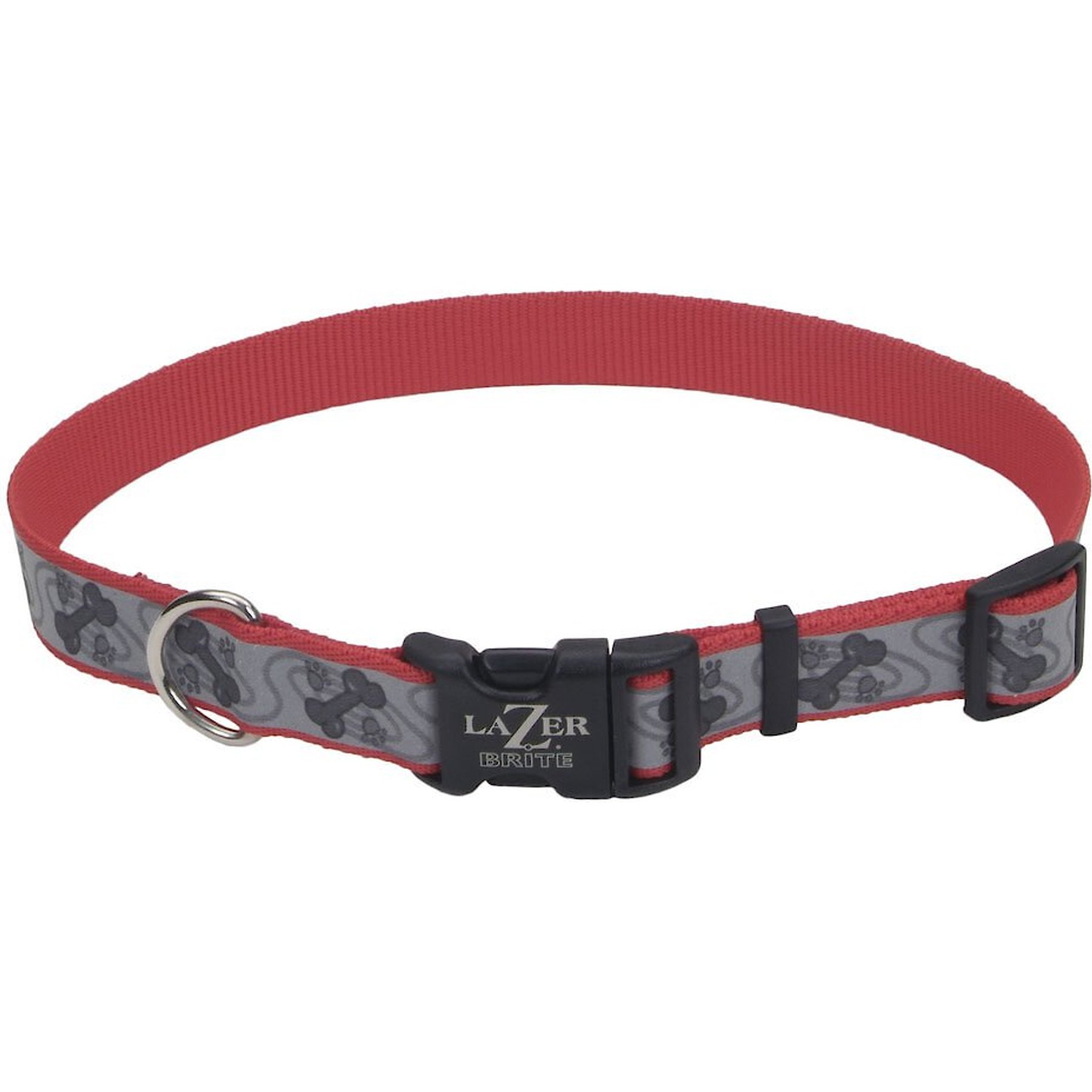 LAZER BRITE Reflective Adjustable Dog Collar Skulls Crossbones 12 18 in Chewy