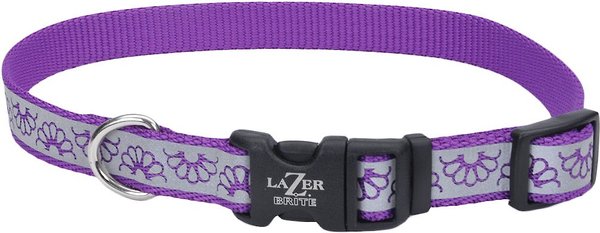 Lazer Brite Reflective Open-Design Adjustable Collar, Purple Daisy, 12-18-in slide 1 of 7