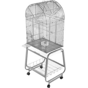 A&E Cage Company Open Top Dome Bird Cage & Removable Stand, Platinum