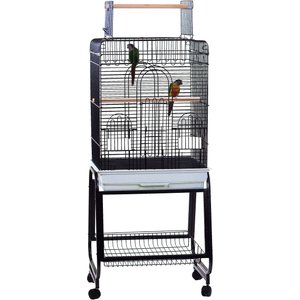 A&E Cage Company Play Top Bird Cage & Removable Stand, Black