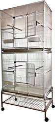 A&E Cage Company Double Stack Flight Bird Cage, Platinum