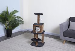 Go Pet Club 40-in Faux Fur Cat Tree & Condo, Brown/Black