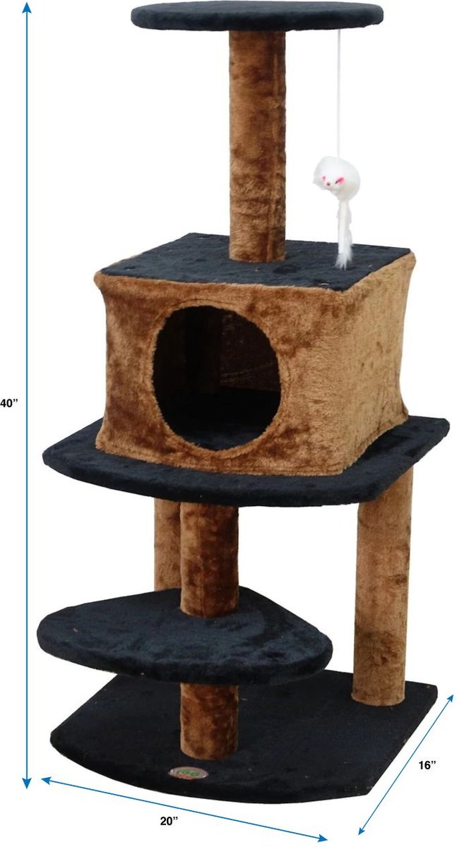 Go Pet Club 40-in Faux Fur Cat Tree & Condo