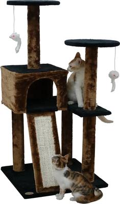 Show full view: Go Pet Club 44-in Faux Fur Cat Tree & Condo, Brown/Black slide 2 of 5