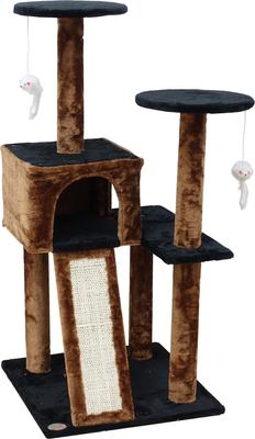 Show full view: Go Pet Club 44-in Faux Fur Cat Tree & Condo, Brown/Black slide 3 of 5