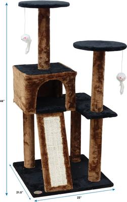 Show full view: Go Pet Club 44-in Faux Fur Cat Tree & Condo, Brown/Black slide 4 of 5