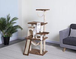 Go Pet Club 53-in Faux Fur Cat Tree & Condo, Beige/Brown