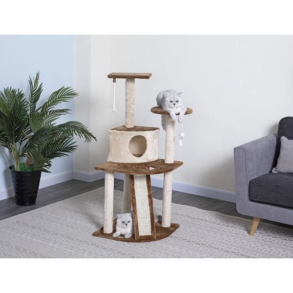 FRISCO 48.25in Heavy Duty Faux Fur Cat Tree & Condo, Gray